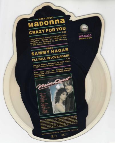 Madonna Crazy For You UK shaped picture disc (picture disc